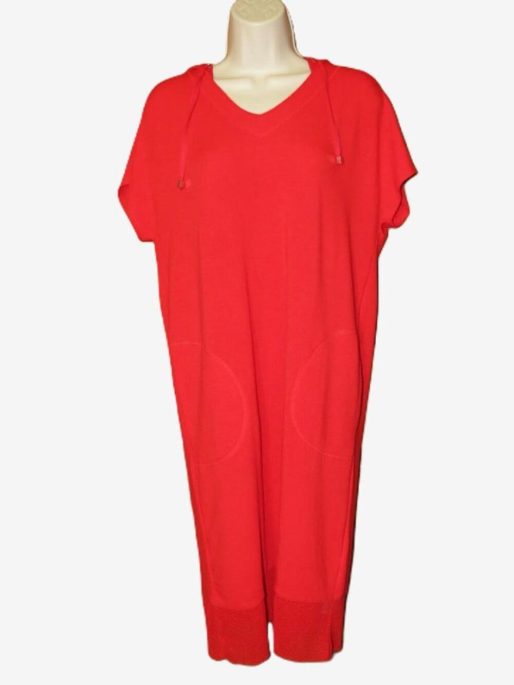 Chico's Zenergy Orange Cover-up Dress Hoodie Knit Pockets Size 1